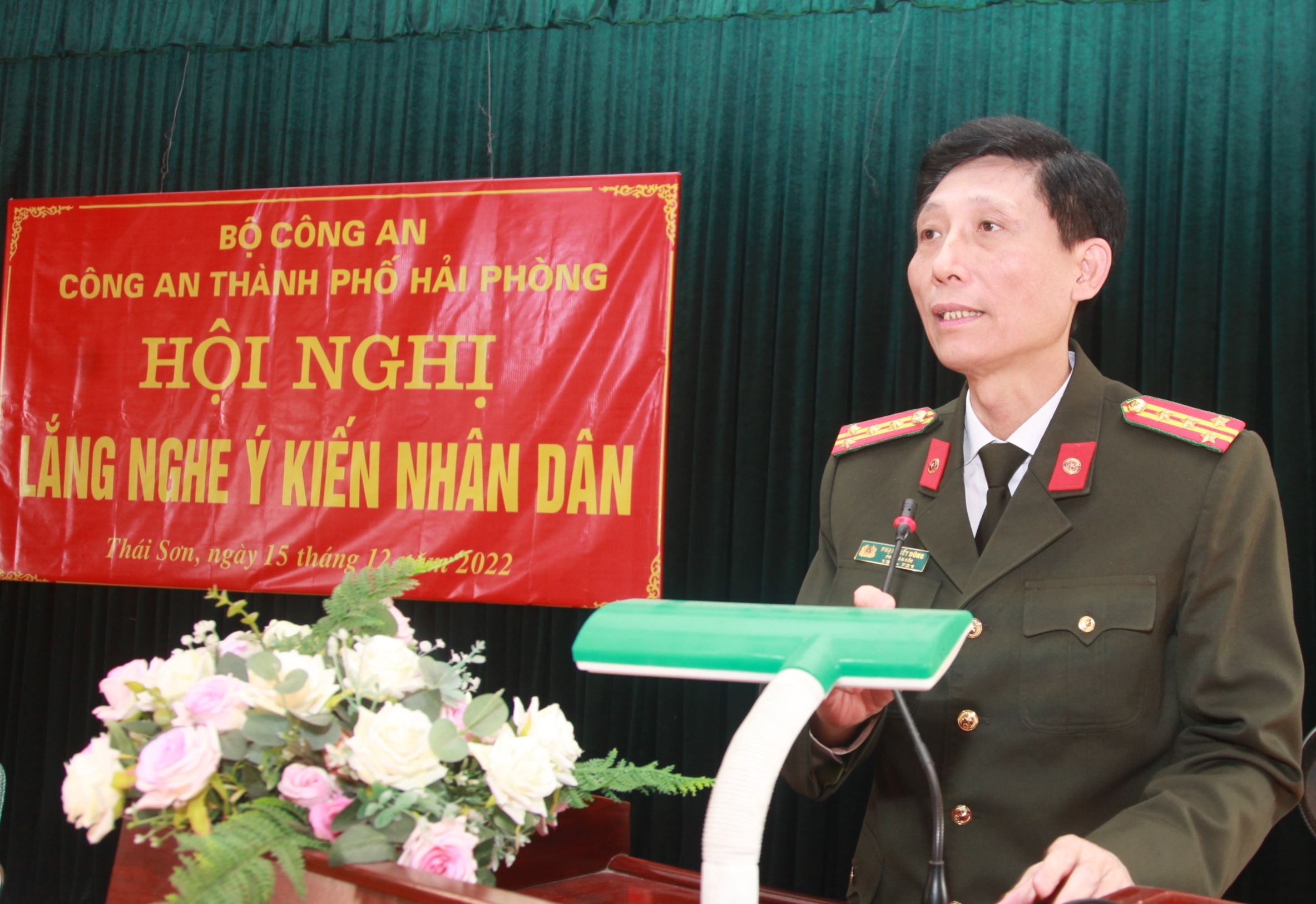 Phó Giám đốc CATP Phạm Viết Dũng dự Hội nghị “Lắng nghe ý kiến Nhân dân” xã Thái Sơn (An Lão)